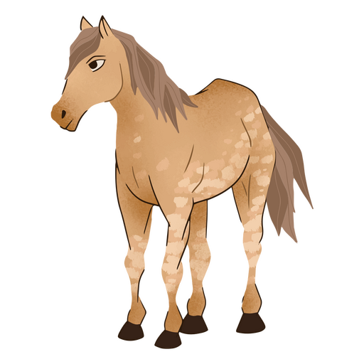 Caballo de pie marrón claro animado Diseño PNG