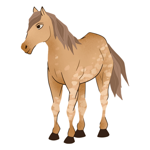 Cavalo em p? marrom claro animado Desenho PNG