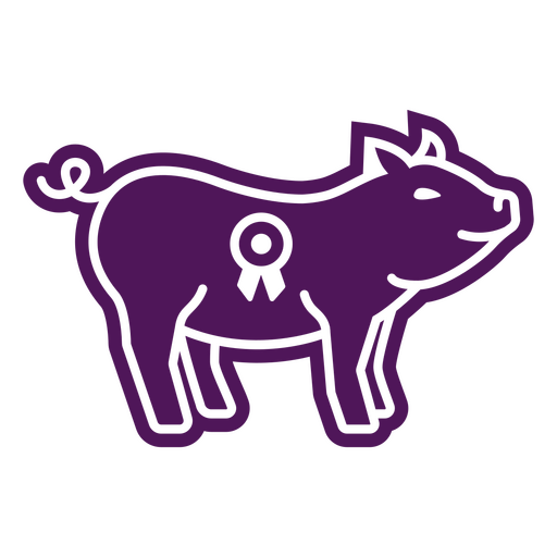 Pig silhouette with fair ribbon PNG Design