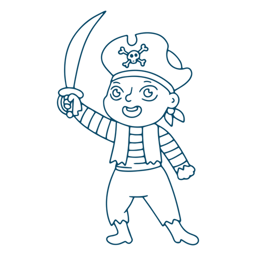 Niño pirata levantando espada Diseño PNG