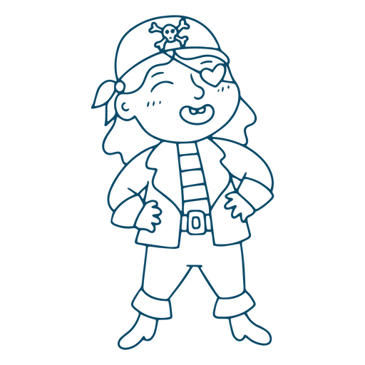 Chica pirata con parche de corazón Diseño PNG