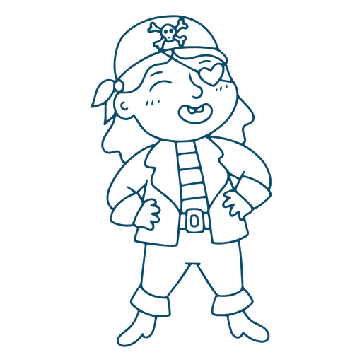 Pirate girl with heart patch PNG Design