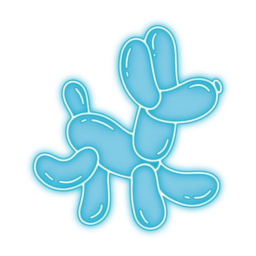 Neon blue dog balloon  PNG Design