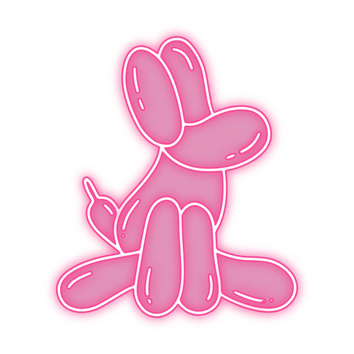 Neon pink sitting dog balloon PNG Design
