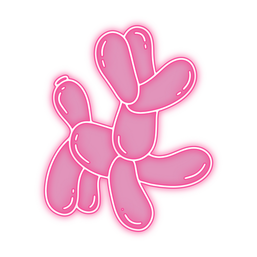 Dog made of neon pink balloon PNG Design