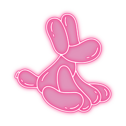 Perro rosa neón de globo Diseño PNG