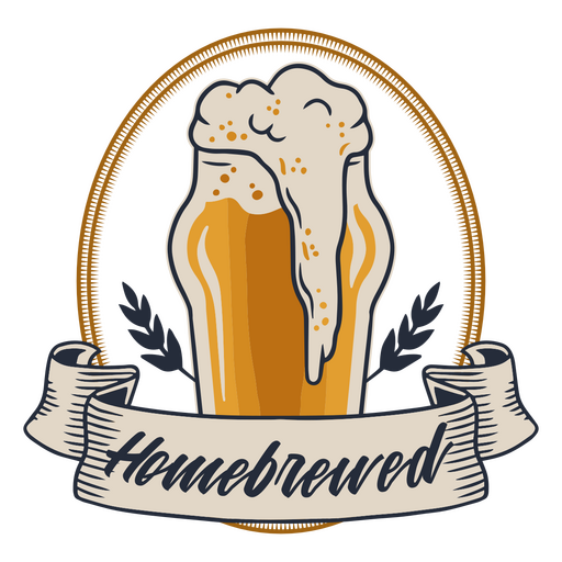 Logotipo casero con un vaso de cerveza. Diseño PNG