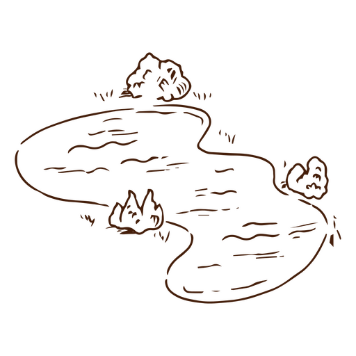 Minimalistische Zeichnung eines flachen Sees PNG-Design