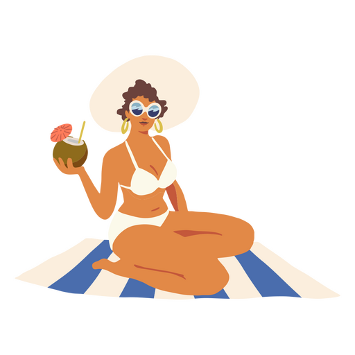 mujer en la playa Diseño PNG