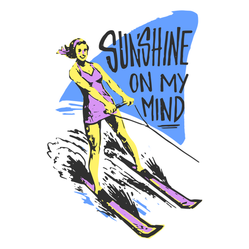 Vacation lettering wakesurfing woman PNG Design