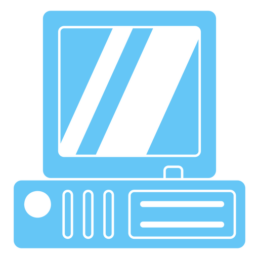 Computadora de escritorio azul retro Diseño PNG