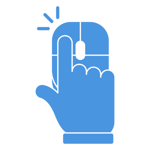 Hand clicking blue mouse PNG Design
