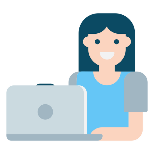 Lächelndes Mädchen, das Laptop verwendet PNG-Design