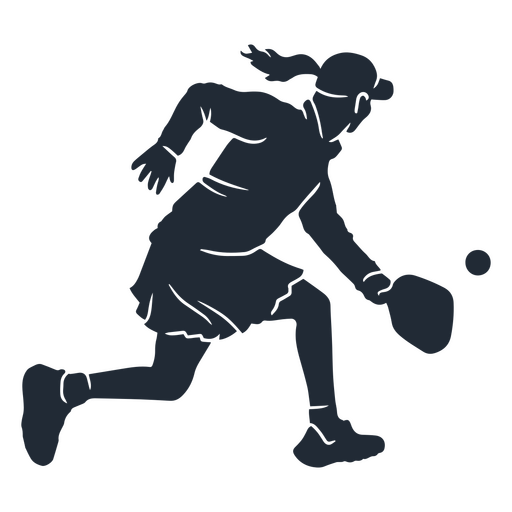 Silhouette einer Frau, die mit einem Pickeball-Schläger läuft PNG-Design