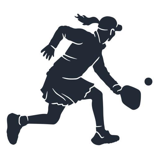 Silhueta de uma mulher correndo com uma raquete de pickeball Desenho PNG