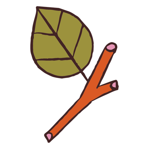Simple leaf and stick drawing PNG Design