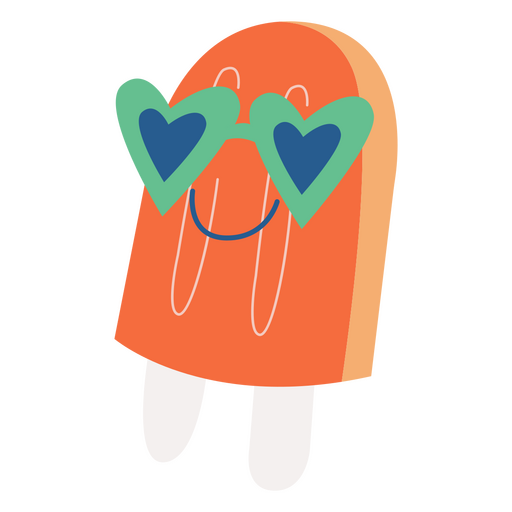 Orange popsicle with sunglasses on it PNG Design