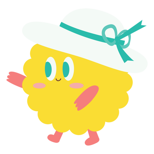 Yellow ball wearing a summer hat PNG Design
