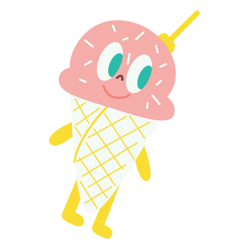 Cartoon ice cream cone smiling PNG Design