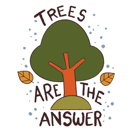 Los árboles son las letras de respuesta. Diseño PNG
