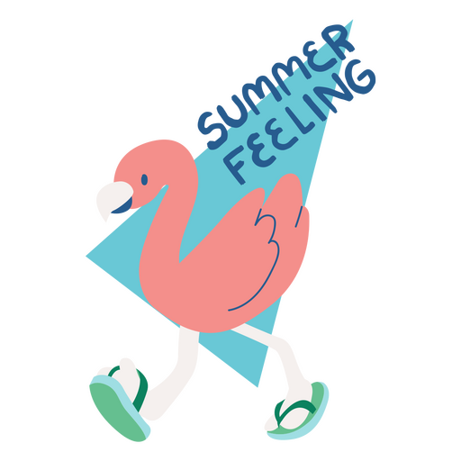 Pink flamingo wearing flip flops summer feeling PNG Design
