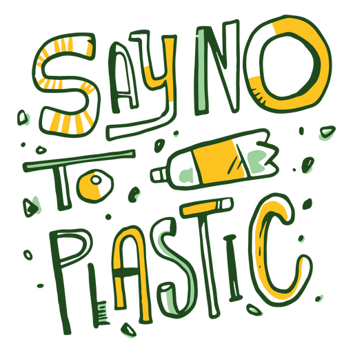 Sagen Sie Nein zum Plastik-Doodle-Zitat PNG-Design
