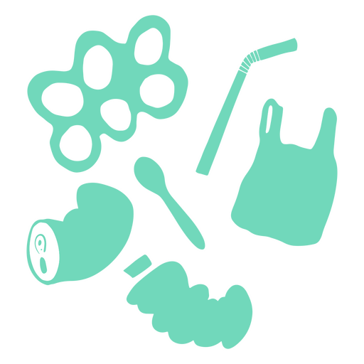 Set of plastic items environment PNG Design