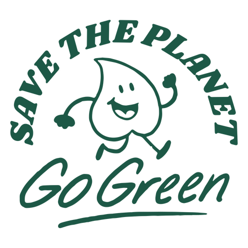 Salvemos el planeta con el logo verde Diseño PNG