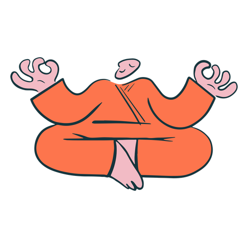 Homem de laranja sentado em posição de lótus Desenho PNG