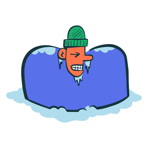 Cartoon man with beanie freezing PNG Design