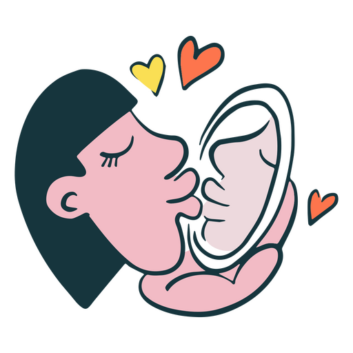 Woman kissing her reflection in the mirror PNG Design