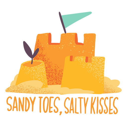 Dedos de los pies arenosos besos salados insignia de cita de verano Diseño PNG