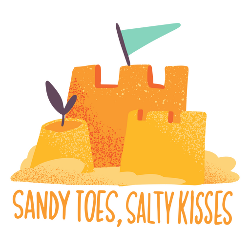 Sandy toes salgados beijos crachá de citação de verão Desenho PNG