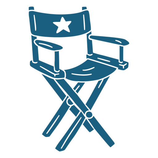 Blue folding cinema star chair PNG Design