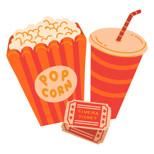 Cinema snacks and tickets PNG Design