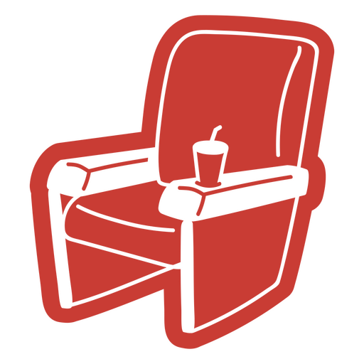 Sillón reclinable de cine rojo con una taza de refresco Diseño PNG