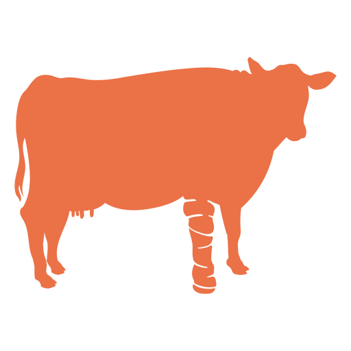 Silhouette of a cow standing with cast PNG Design