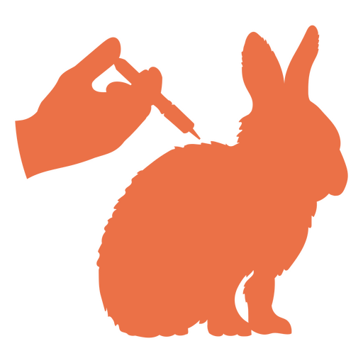 El conejo est? siendo inyectado con una jeringa. Diseño PNG