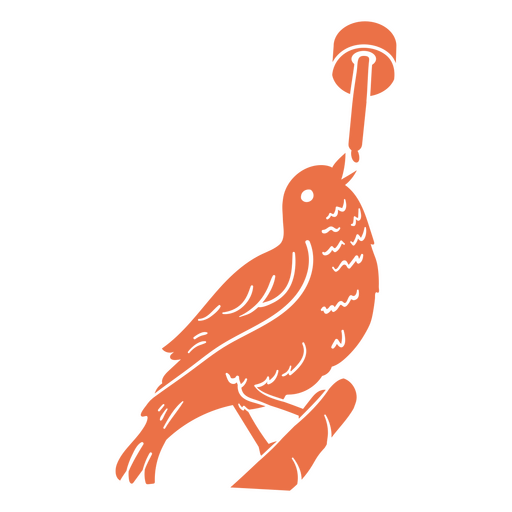 Pássaro sentado em um galho com um alimentador de pássaros Desenho PNG