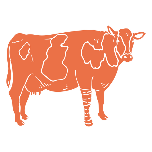 Orange cow standing PNG Design