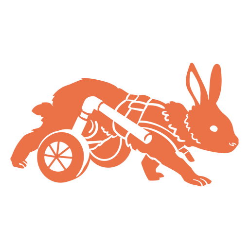 Conejo con silla de ruedas Diseño PNG