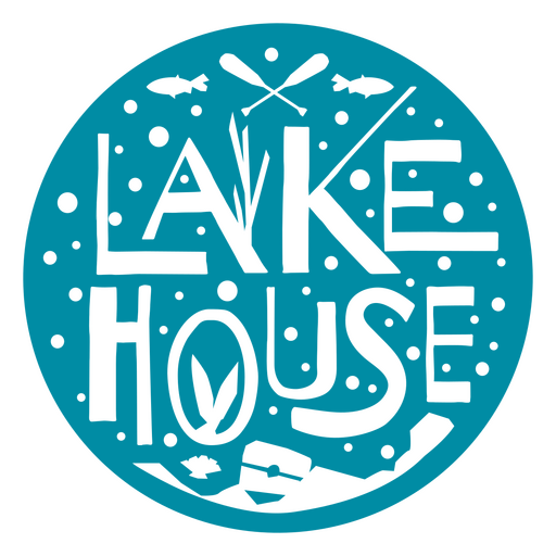 Blaues Abzeichen für das Haus am See PNG-Design