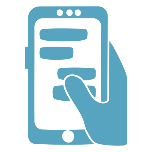 Mão segurando um telefone com uma mensagem Desenho PNG