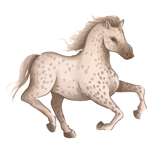 White dotted horse running PNG Design