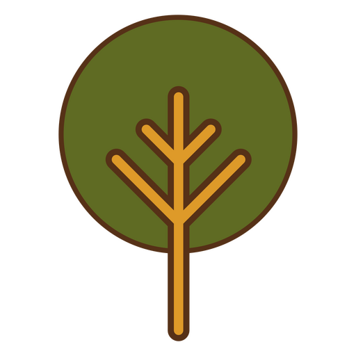 Árbol redondo plano verde Diseño PNG