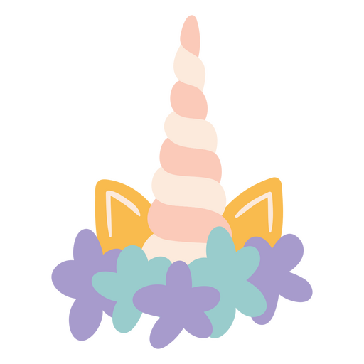 Conjunto de corona de unicornio floral Diseño PNG