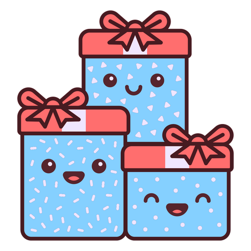 Drei blaue Geschenkschachteln mit Schleifen darauf PNG-Design