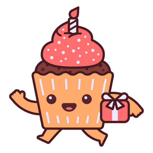 cupcake de aniversário de chocolate Desenho PNG