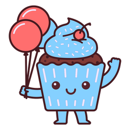 Design PNG E SVG De Cupcake De Aniversário Azul Kawaii Para Camisetas