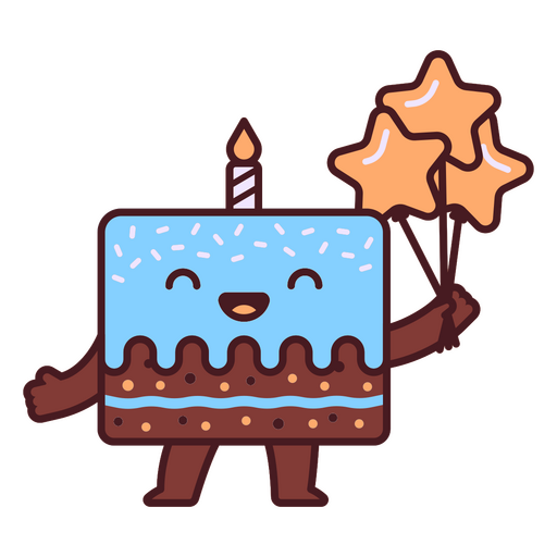 Chocolate birthday cake kawaii PNG Design